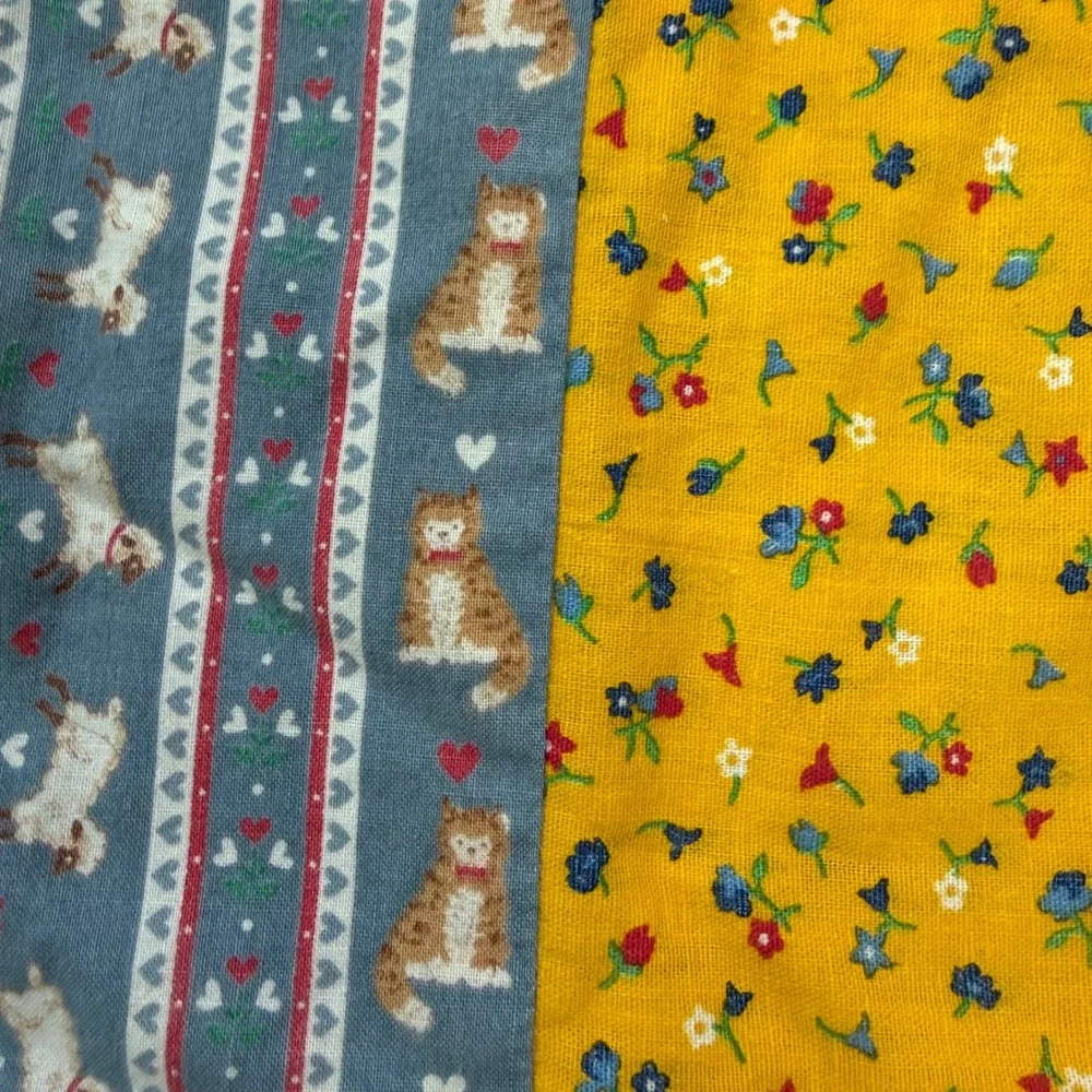 Vtg Handmade Baby Quilt Teddy Bear Hot Air Balloon Red Yellow Blue Patch Flaw
